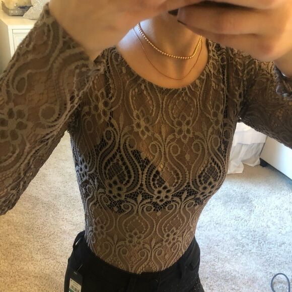 Olive Green Lace Body Suit - Picture 1 of 5